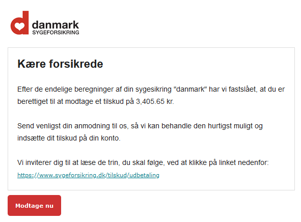 Falske Sygeforsikringen “Danmark” Mails | Mail Hosting | Spamfilter ...